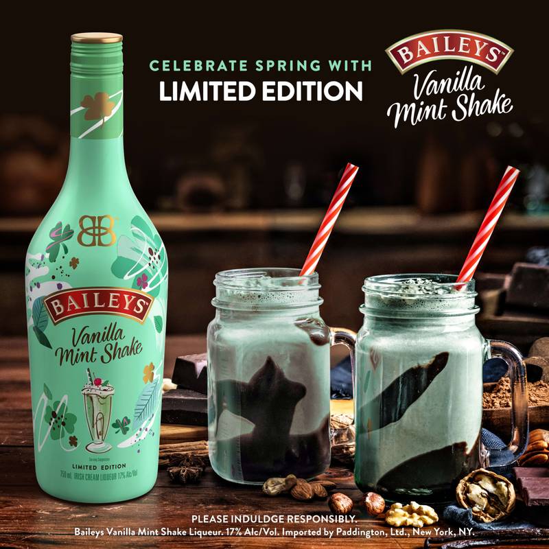 Baileys Licor de crema irlandesa sabor vainilla y menta 750 ml (34 Proof)