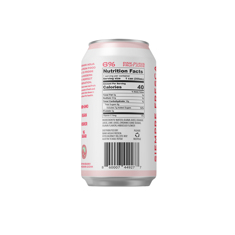 Bawi Pink Guava Agua Fresca 12oz Can