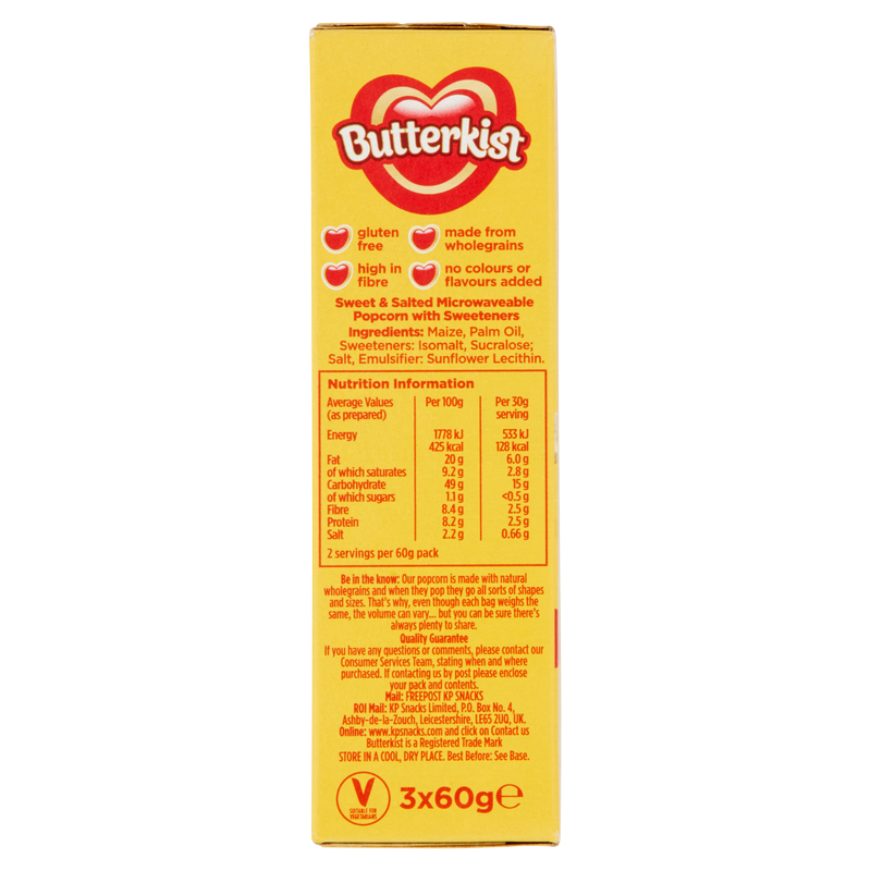 Butterkist Sweet & Salted Microwave Popcorn, 3 x 60g
