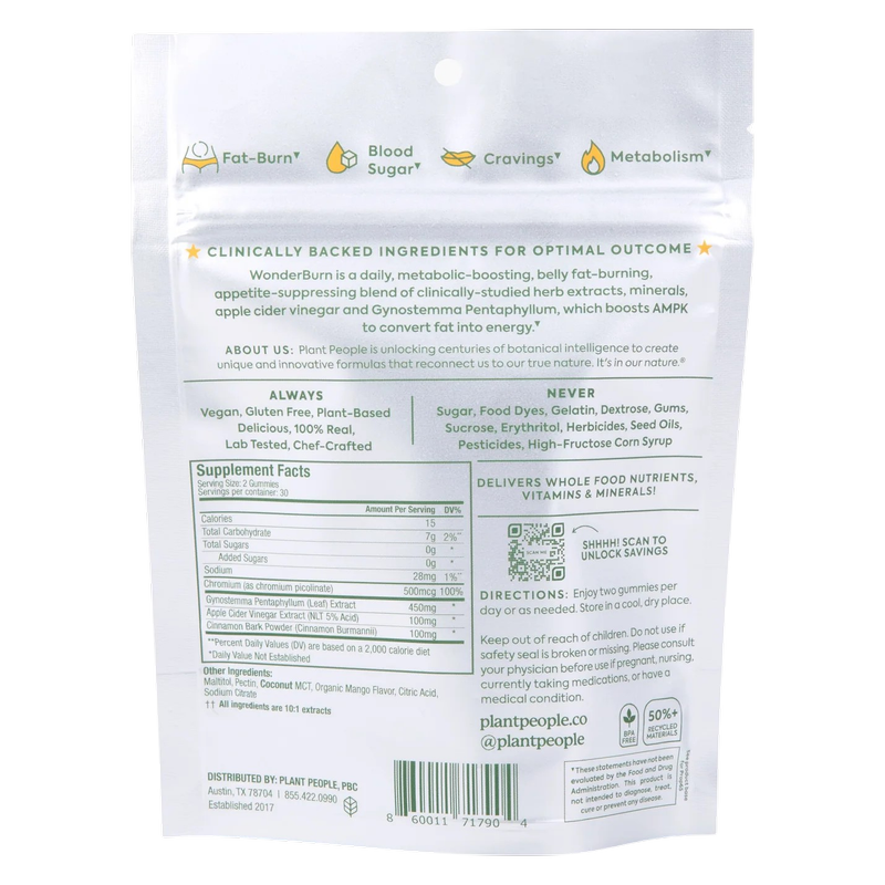 Plant People WonderBurn Gummies, 60ct