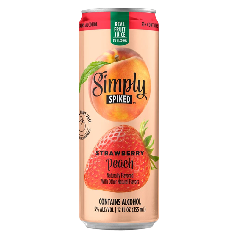 Simply Spiked Peach Strawberry  Single 12oz Can 5% ABV