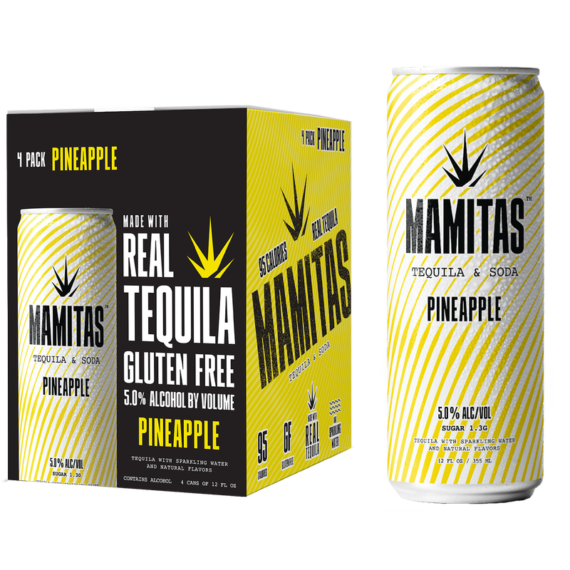 Mamitas Pineapple Tequila Soda 4pk 12oz Can 5% ABV