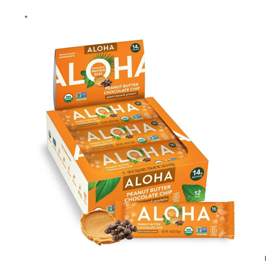 Aloha Peanut Butter Chocolate Chip Protein Bar 12 ct