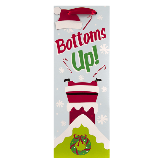The Gift Wrap Company Bottle Bag Bottoms Up Santa