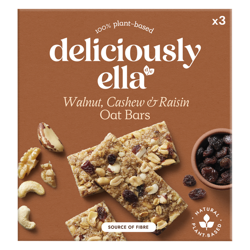 Deliciously Ella Walnut, Cashew & Raisin Oat Bars, 3 x 50g