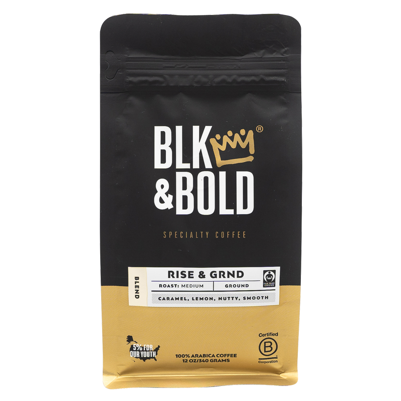 BLK & Bold Rise & GRND Coffee Blend Medium Roast Grounds 12oz