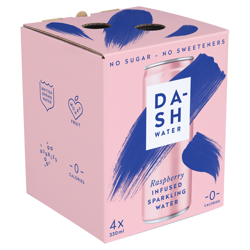 Dash Sparkling Raspberry Water, 4 x 330ml