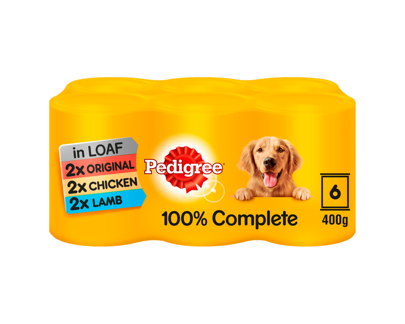 Pedigree Adult Wet Dog Food Tins Mixed in Loaf, 6 x 400g