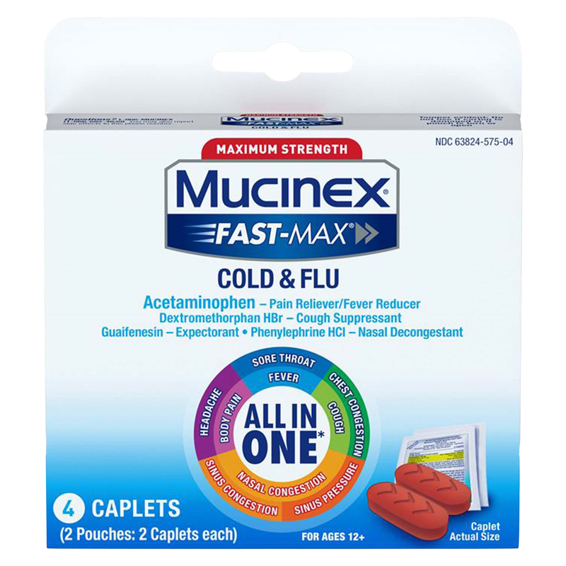 Mucinex Fast-Max All-In-One Cold & Flu Caplets 4ct