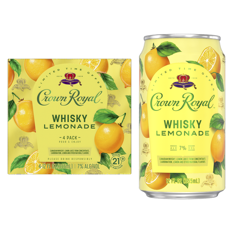 Crown Royal Whisky Lemonade Cocktail 4pk 12oz 7% ABV