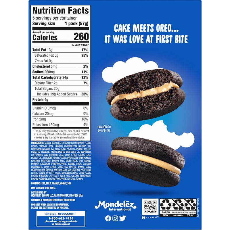 OREO Peanut Butter Creme Cakesters Soft Snack Cakes, 10.1oz