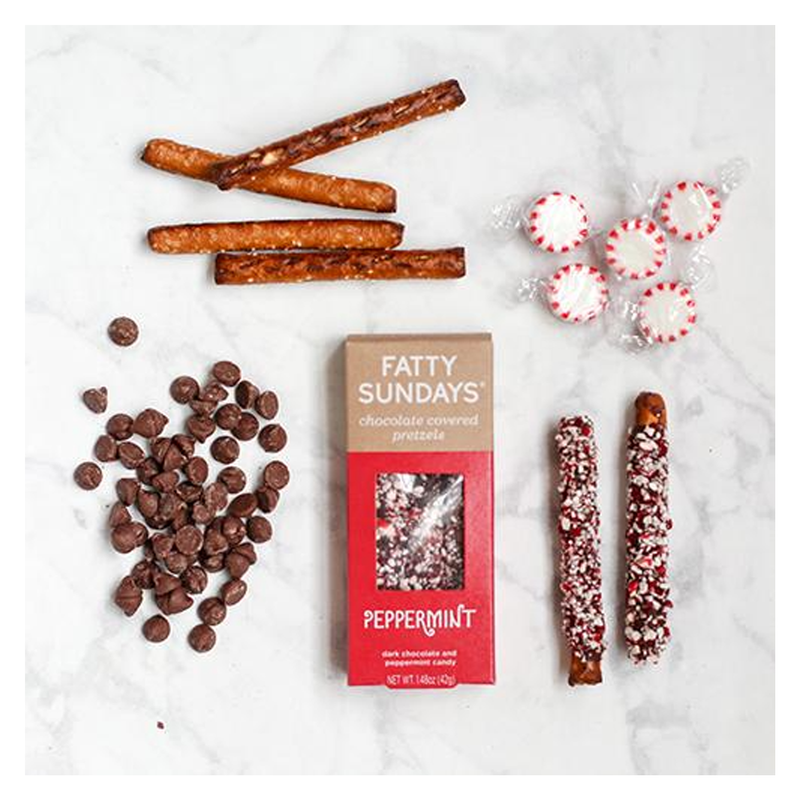 Fatty Sundays Peppermint Chocolate Covered Pretzels 3ct box 1.48oz