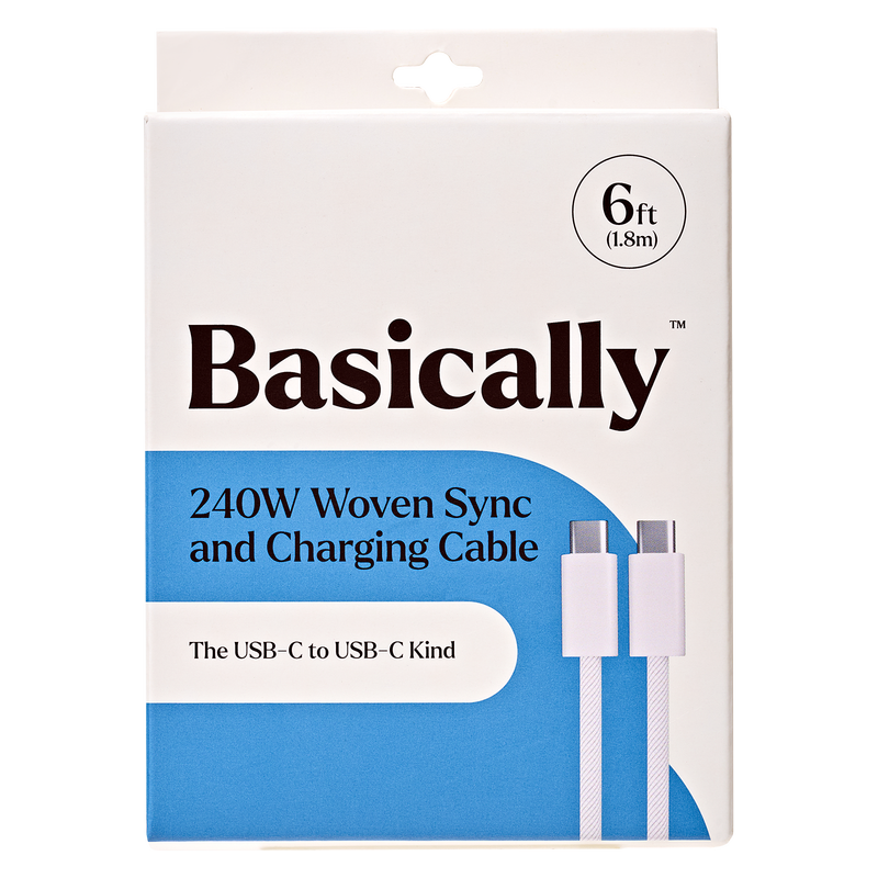 Basically 240W USB-C Woven Charge Cable (6ft)