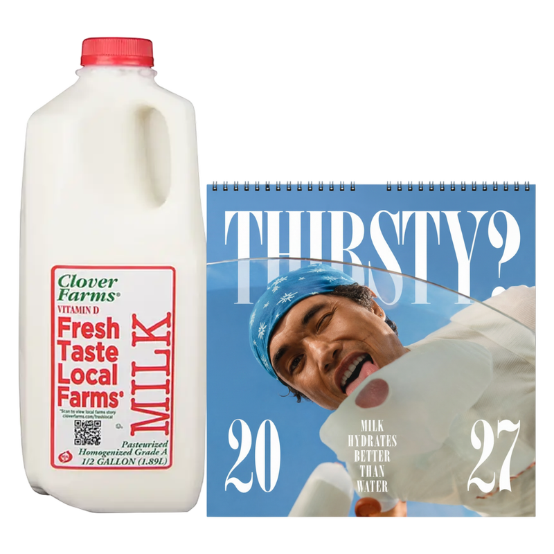 2027 Milk Man Hydration Calendar & Clover Farms Whole Vitamin D Milk - 1/2 Gallon