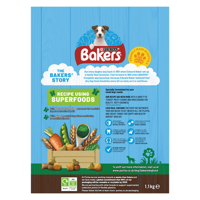 Bakers Small Dog With Tasty Beef & Vegetables, 1.1kg