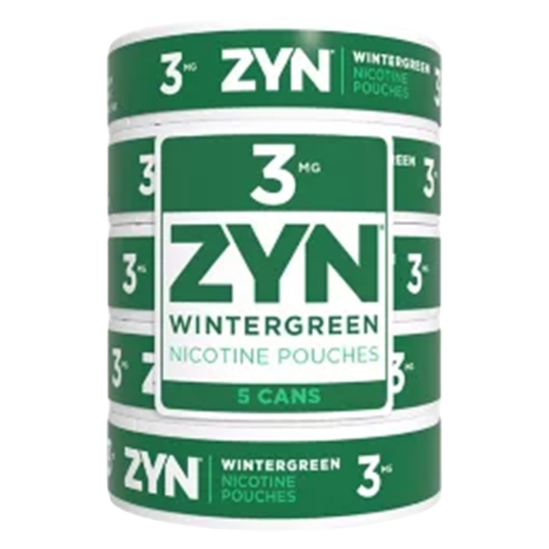 5 Pack ZYN Nicotine Pouches Wintergreen 3mg Tin