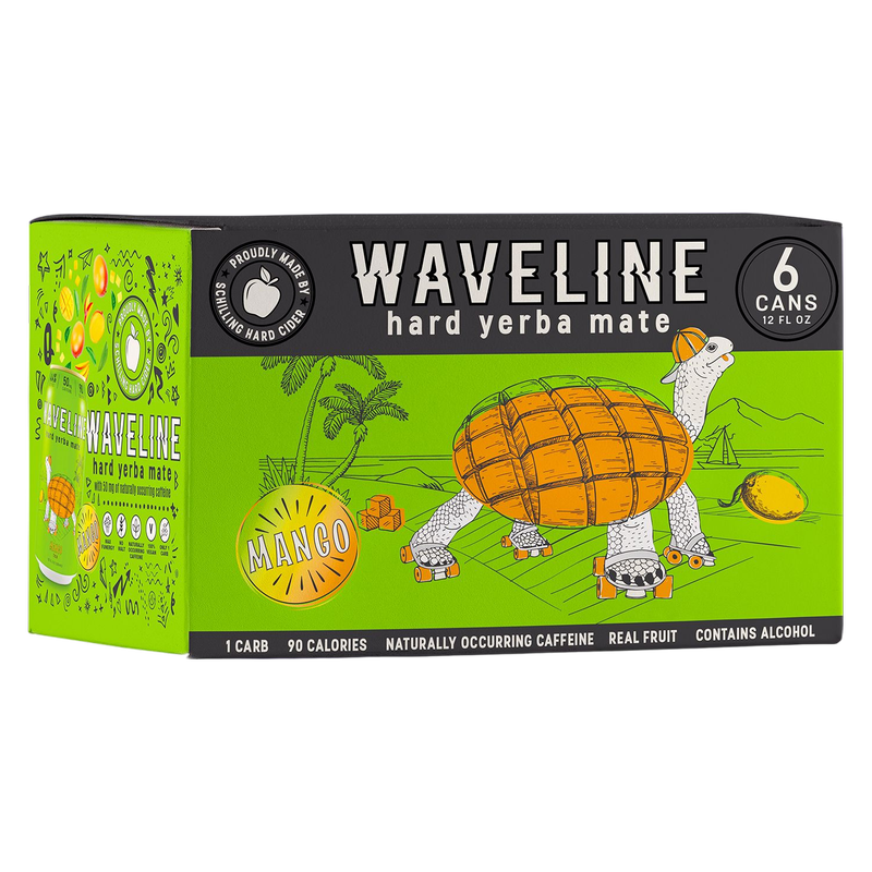 Waveline Hard Yerba Mate Mango 6pk 12oz Cans