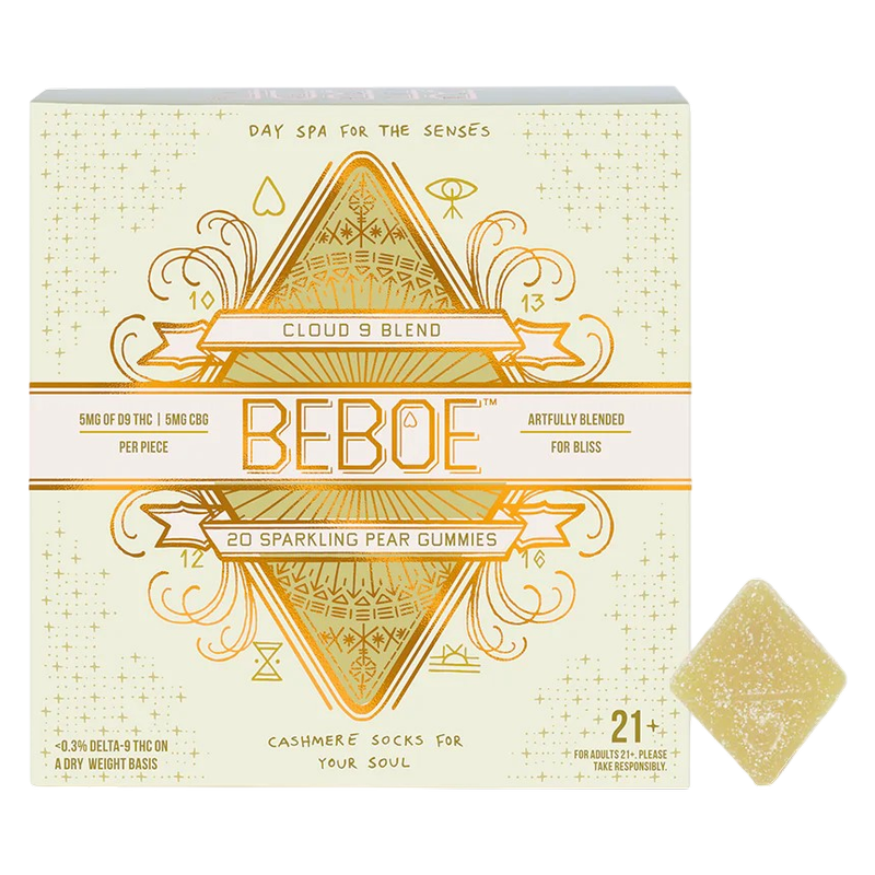 Beboe Cloud 9 Sparkling Pear Gummies, 5mg D9 THC, 5mg CBG, 80ct Bundle
