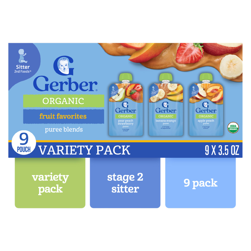 Gerber Organic Fruit Pouch 9ct Value Pack 