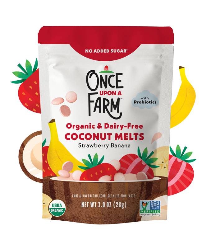 Once Upon a Farm Organic Coconut Melts Strawberry Banana, 1oz.