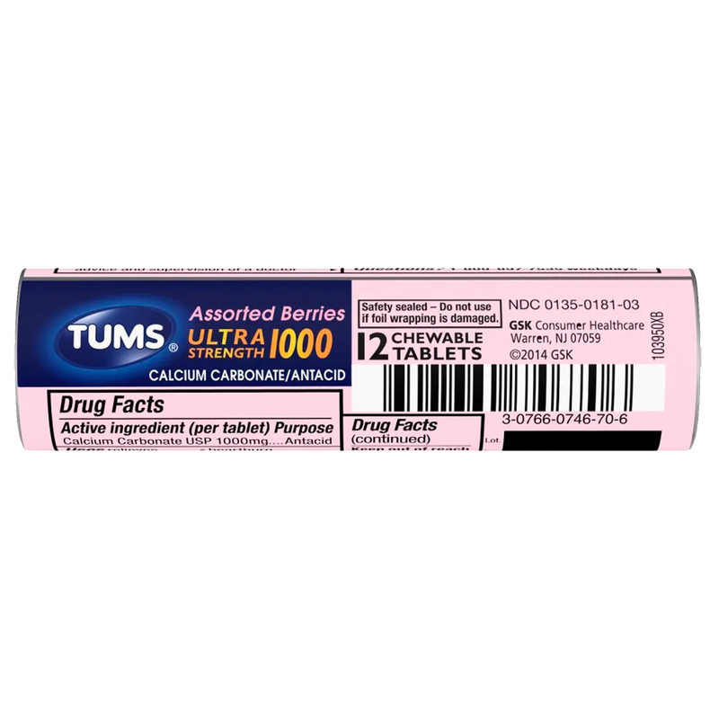 Tums Assorted Berries Ultra Antacids 12ct