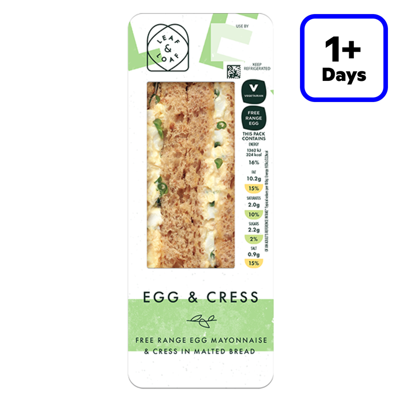 Leaf & Loaf Egg & Cress Sandwich, 1pcs