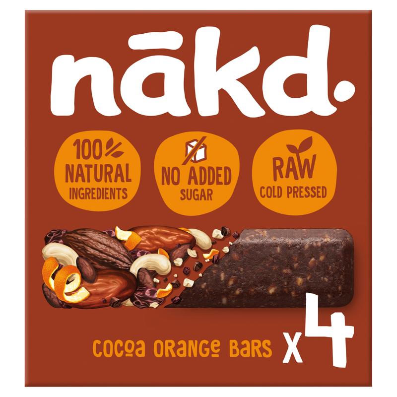 Nakd Cocoa Orange Bar, 4 x 35g