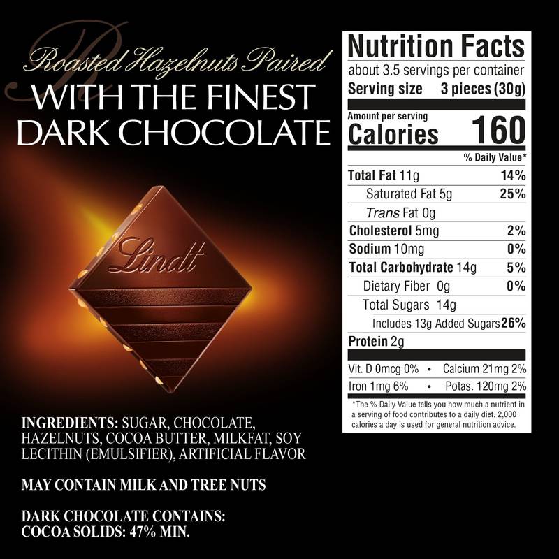 Lindt Roasted Hazelnut Dark Chocolate Bar 3.5oz