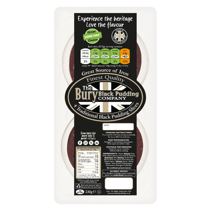 The Bury Black Pudding Slices, 230g