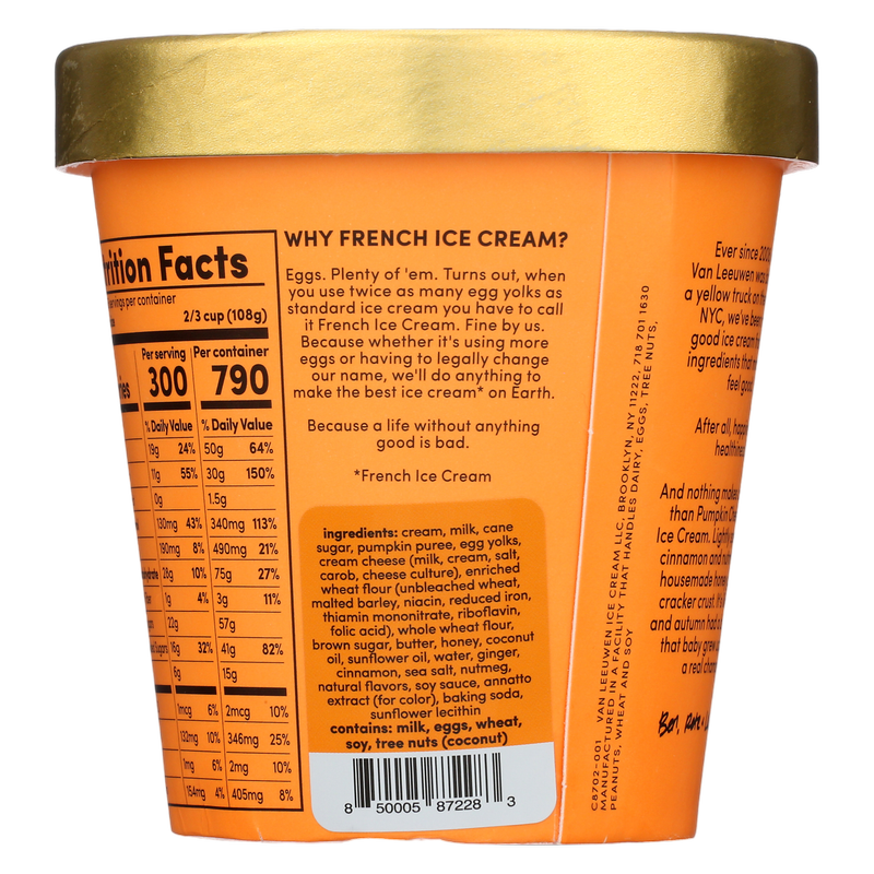 Van Leeuwen Pumpkin Cheesecake Ice Cream Pint, 14oz. 