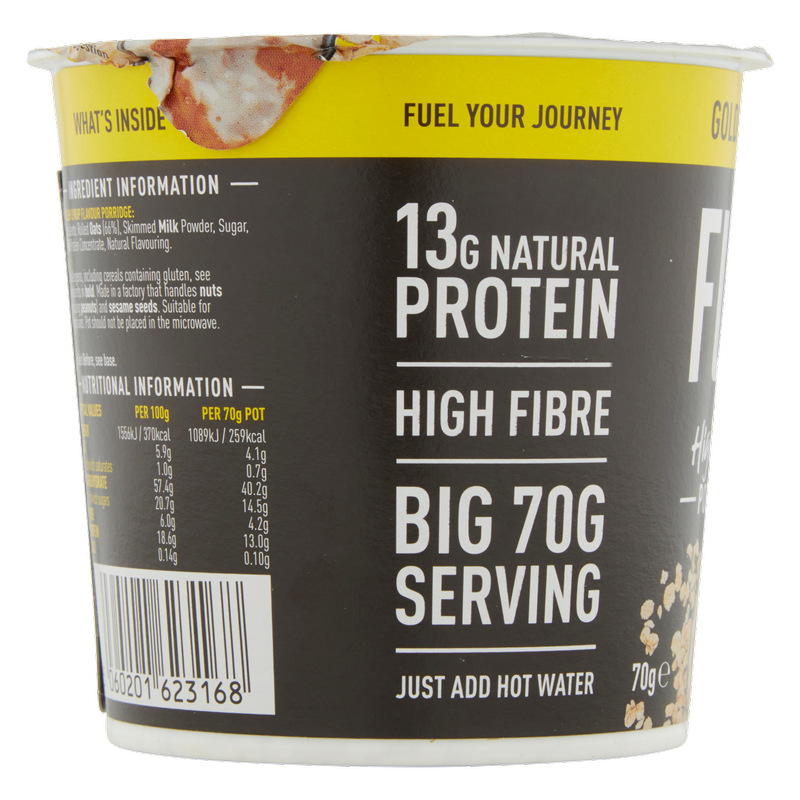 FUEL10K High Protein Golden Syrup Porridge Oat Cereal Pot, 70g
