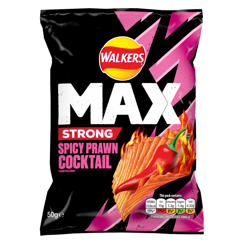 Walkers Max Strong Fiery Prawn Cocktail, 50g