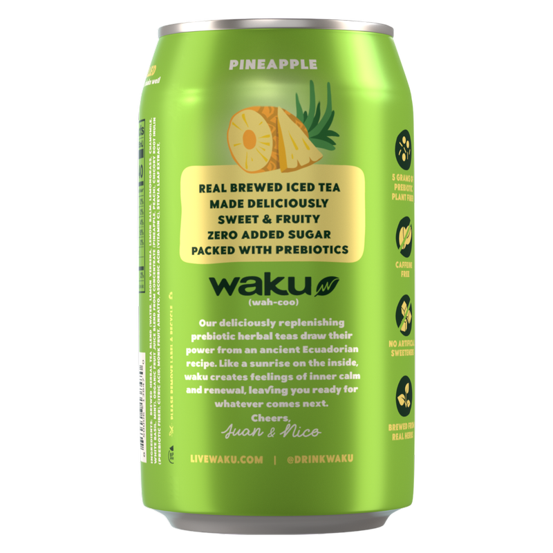 Waku Prebiotic Tea Pineapple 12oz Can