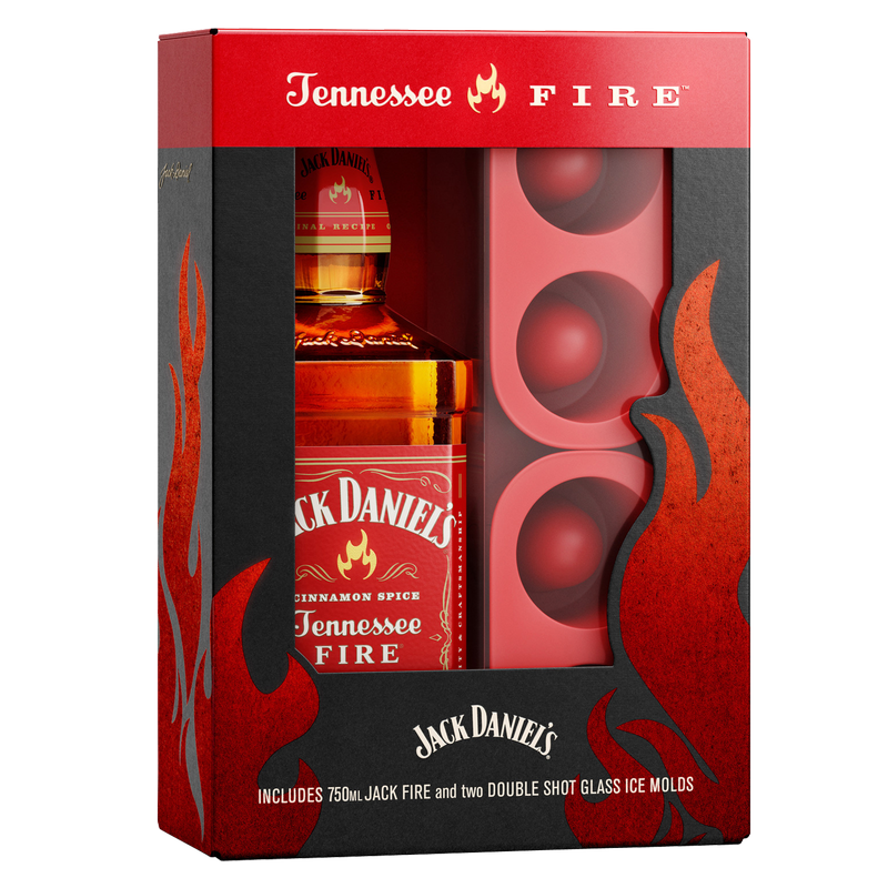 Jack Daniels Tennessee Fire Whiskey 2 Shot Glasses Gift Set 750 Ml