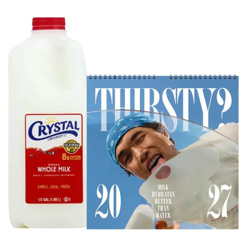 2027 Milk Man Hydration Calendar & Crystal Whole Vitamin D Milk - 1/2 Gallon