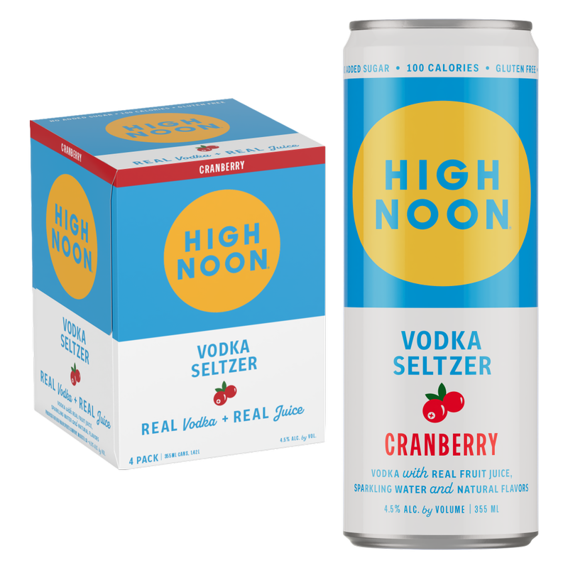 High Noon Cranberry Vodka Seltzer 4pk 12oz Cans