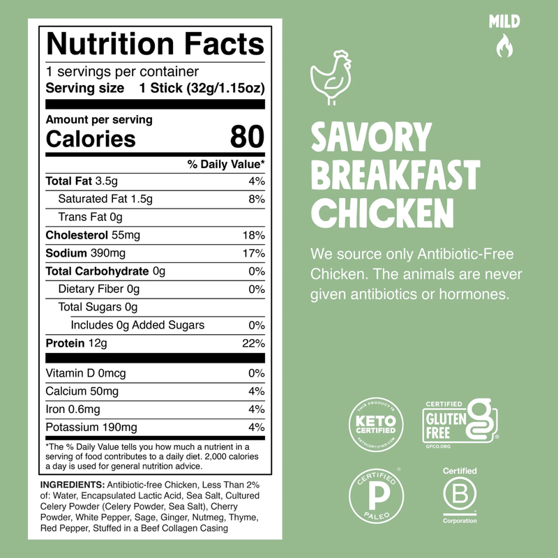 CHOMPS Savory Breakfast Chicken Stick, 1.15oz