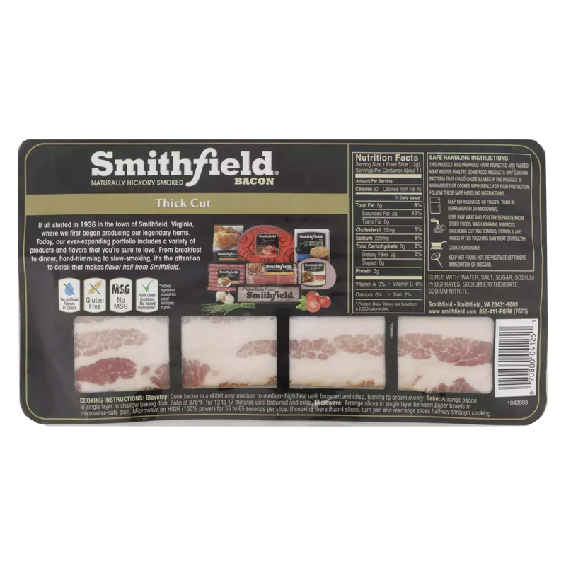 Smithfield Hickory Smoked Thick Cut Bacon - 16oz