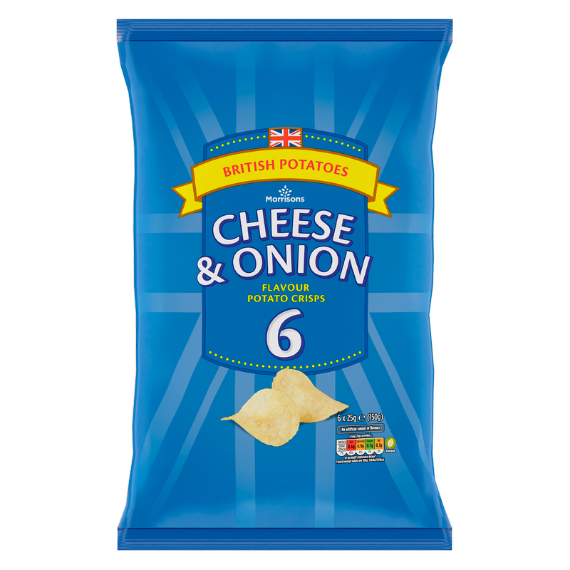 Morrisons Cheese & Onion Crisps, 6 x 25g