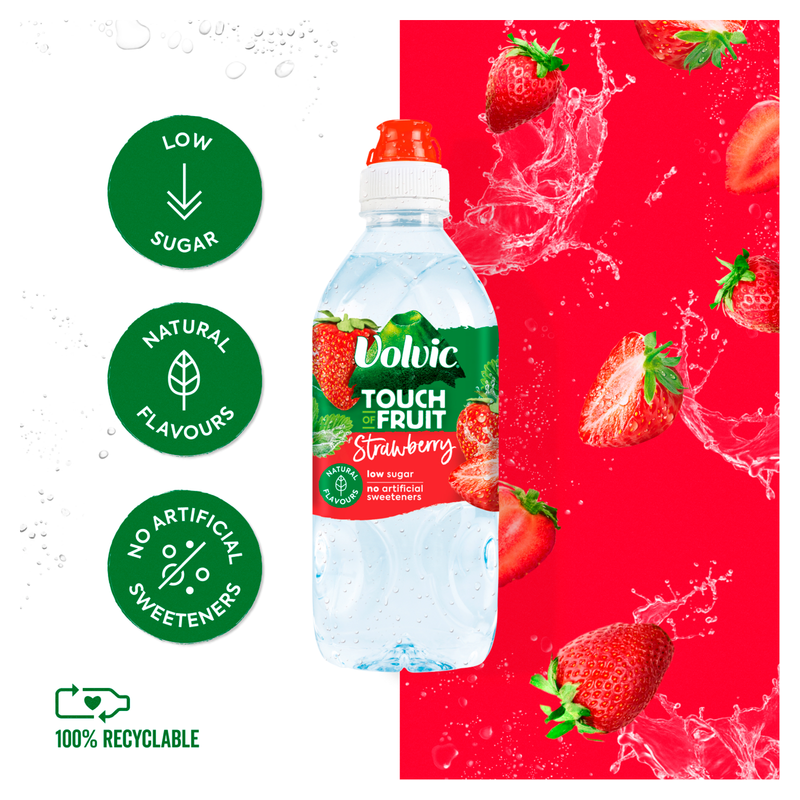 Volvic Strawberry Flavoured Water Low Sugar, 750ml