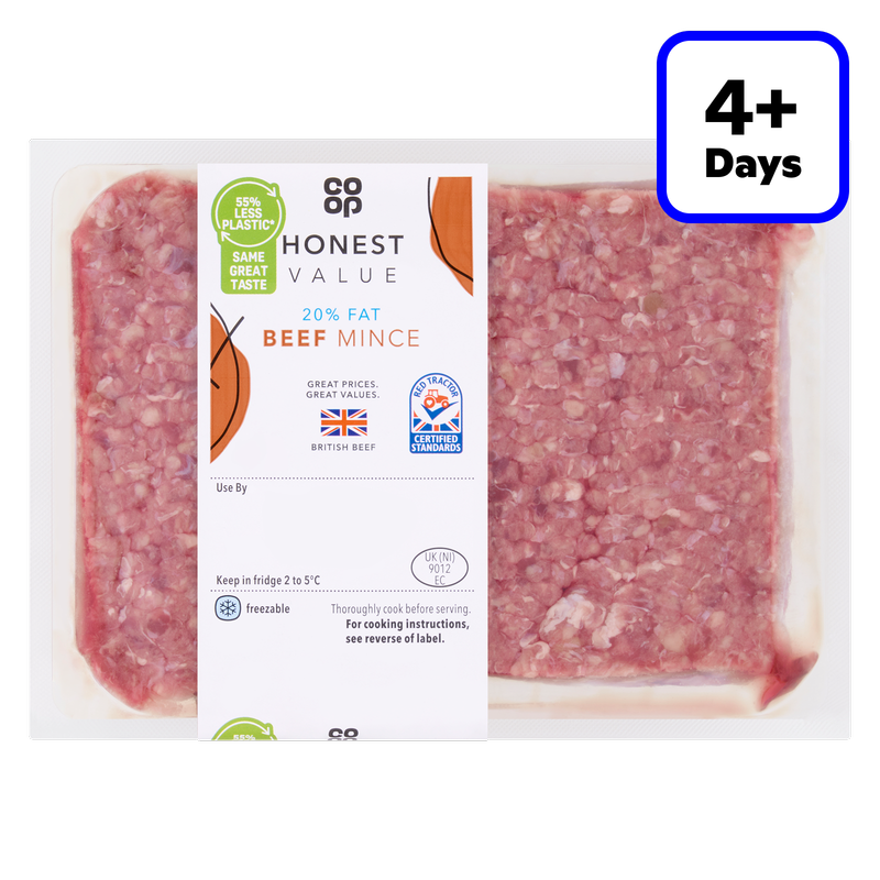 Co-op Honest Value 20% Fat British Mince, 500g