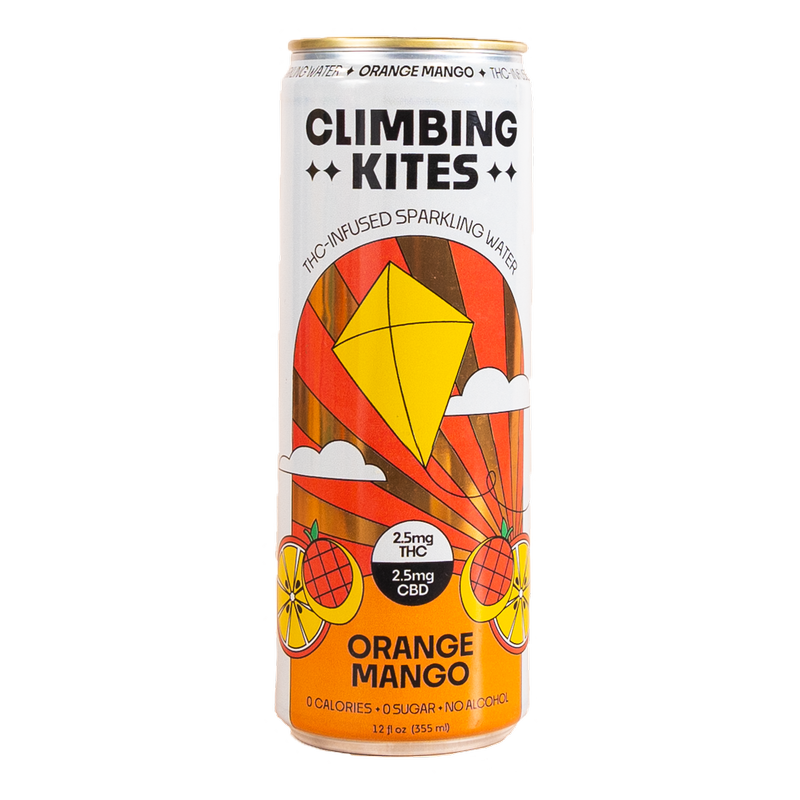 Climbing Kites Orange Mango 2.5mg THC Sparkling Water 4pk 12oz Can- XL