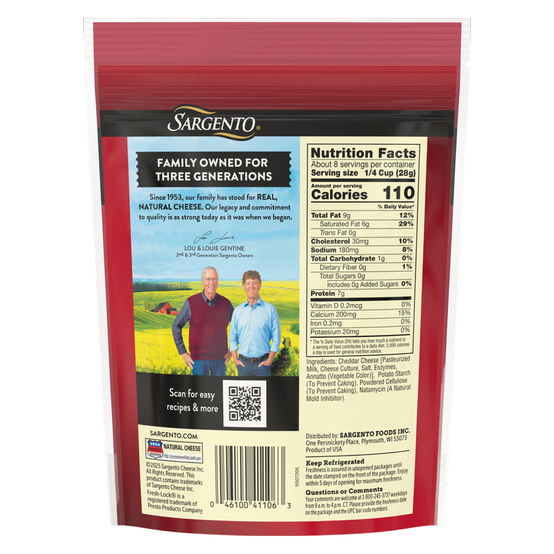 Sargento Shredded 4 State Cheddar Natural Cheese - 7.5oz