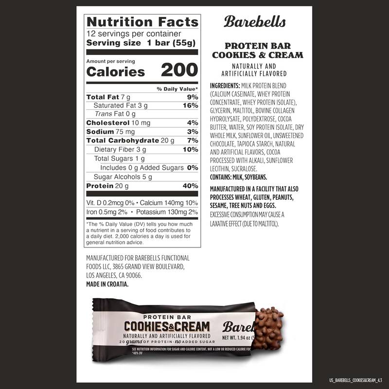 Barebells Cookies and Cream Protein Bar Case 12ct