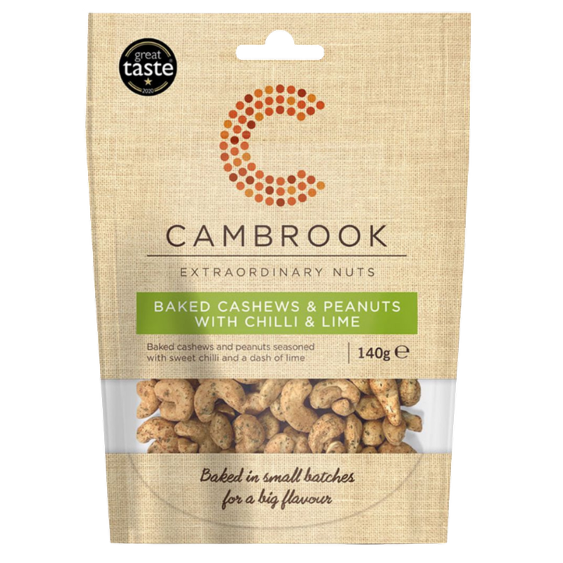 Cambrook Baked Cashews & Peanuts with Chilli & Lime, 140g