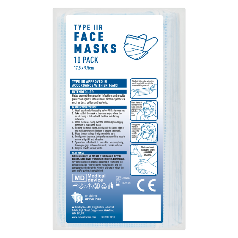 TSL Type IIR Face Masks, 10pcs