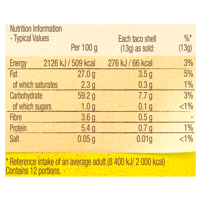 Old El Paso 12 Crunchy Taco Shells, 156g