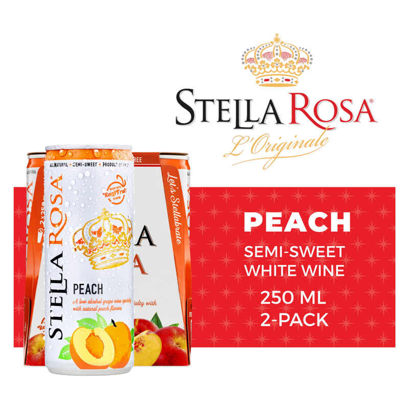 Vino blanco semidulce Stella Rosa Peach, paquete de 2, 250 ml c/u