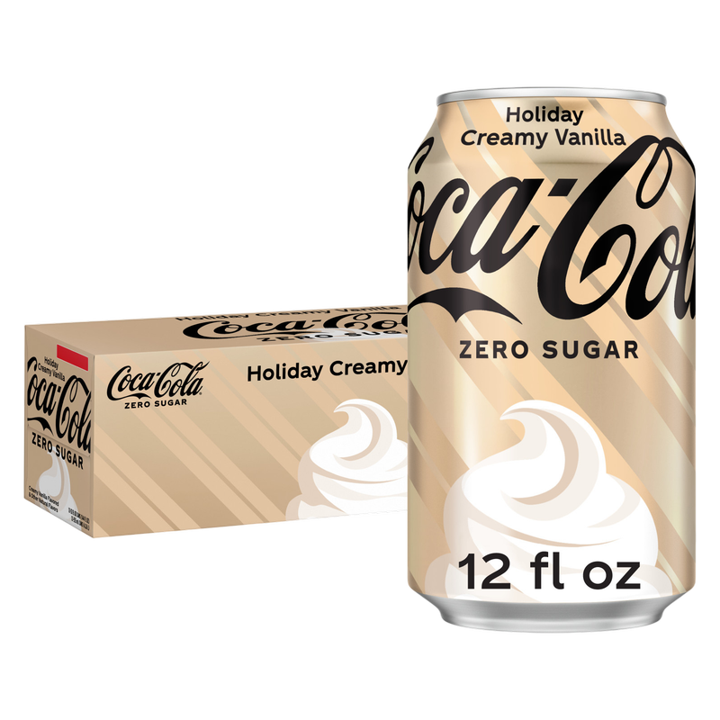 Coca-Cola Zero Sugar Holiday Creamy Vanilla, paquete de 12 latas de 12 oz