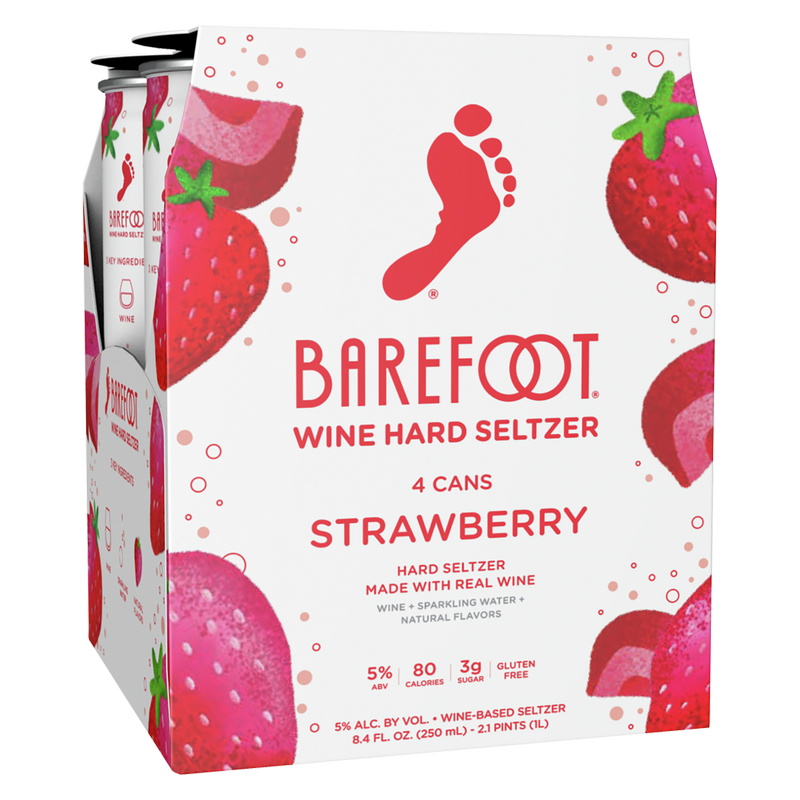 Barefoot Strawberry Hard Seltzer 4pk 250ml Can 4.0% ABV